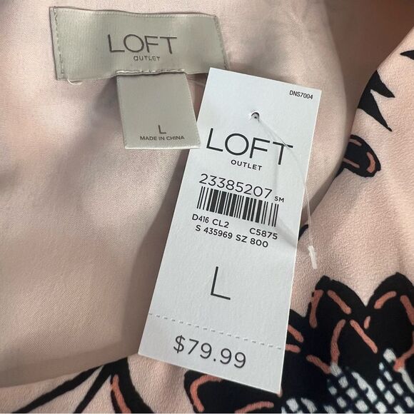 LOFT Floral Dress Womens Large Flutter Sleeve Blush Pink Romantic Feminine - Picture 4 of 5